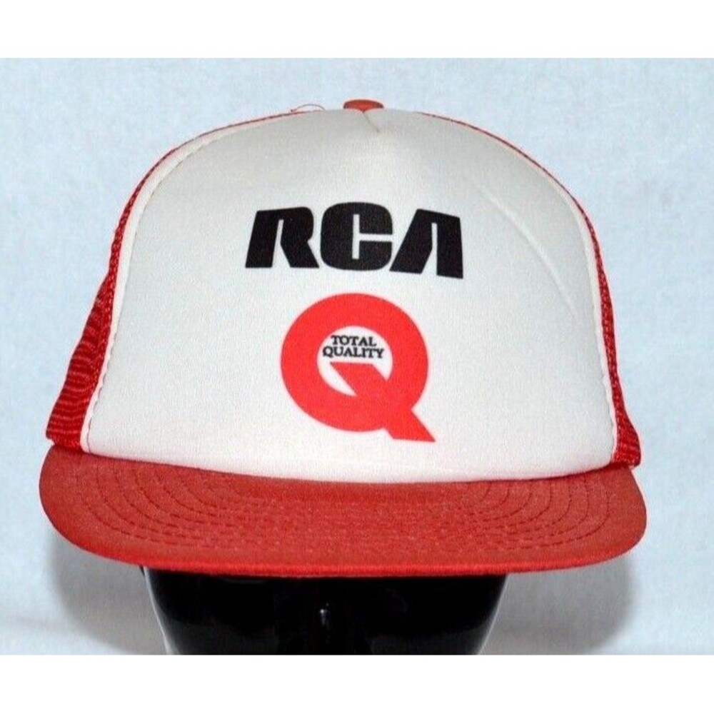Vintage RCA Total Quality Red Cap Snapback Hat Trucker Foam Front Mesh Side Back